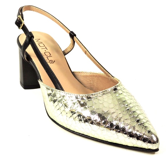 MOT-CLe' 🇮🇹 WOMEN'S GOLD LEATHER FASHION SANDALS - Picture 2 of 7